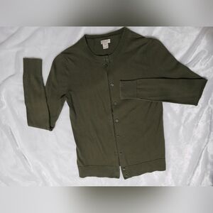 Women's olive color button-down The Caryn cardigan